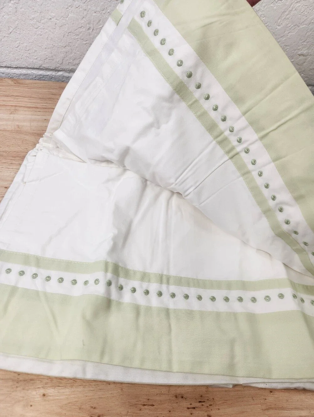 Pottery Barn Kids Sage Green White Crib Bed Skirt 28